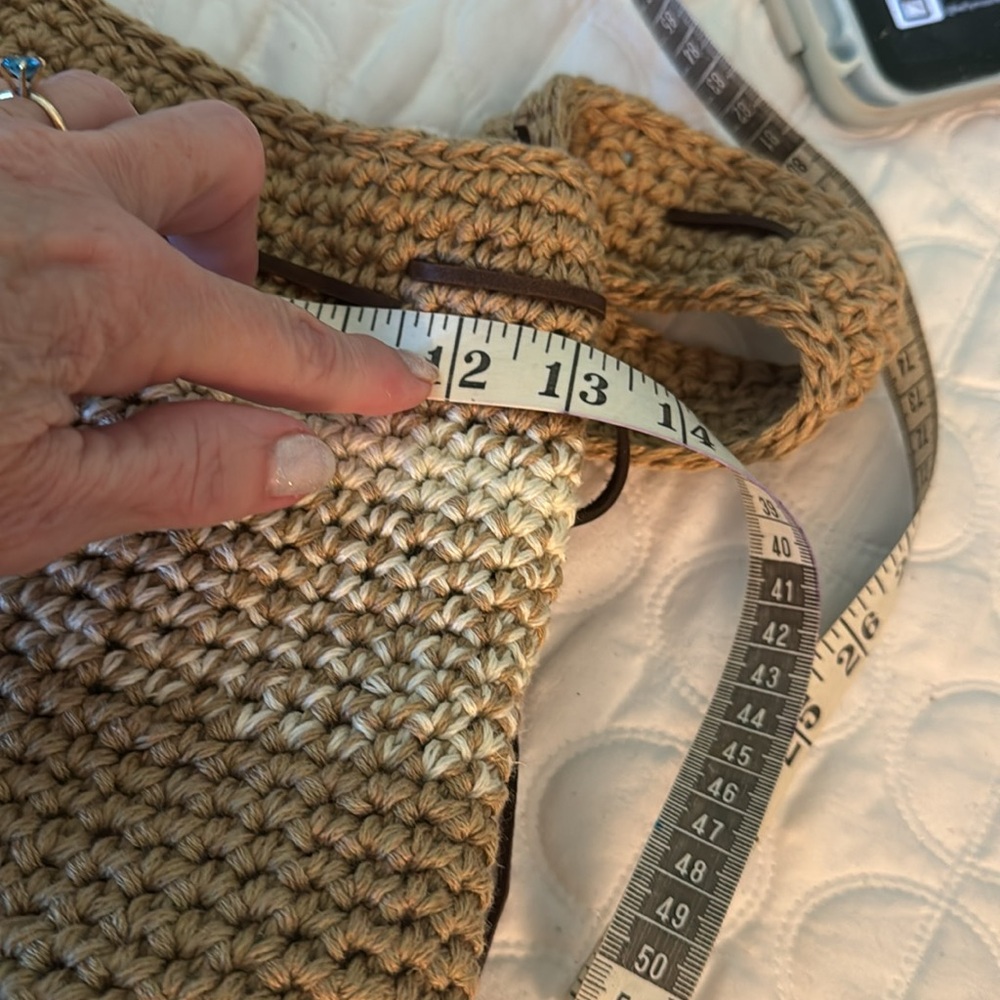 Hand Crafted Knitted Bucket Bag with Leather Rope Design - Picture 9 of 12